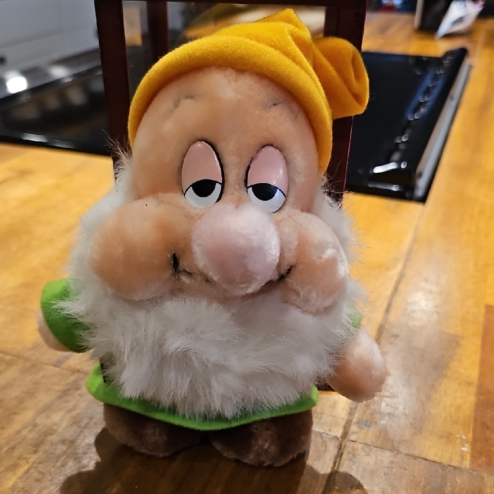 Disney Plush Dwarf with Yellow Hat and Green Outfit